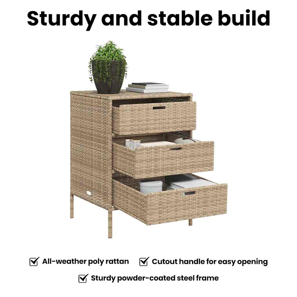 Armadietto Portaoggetti da Giardino Beige 55x59x80cm Polyrattan