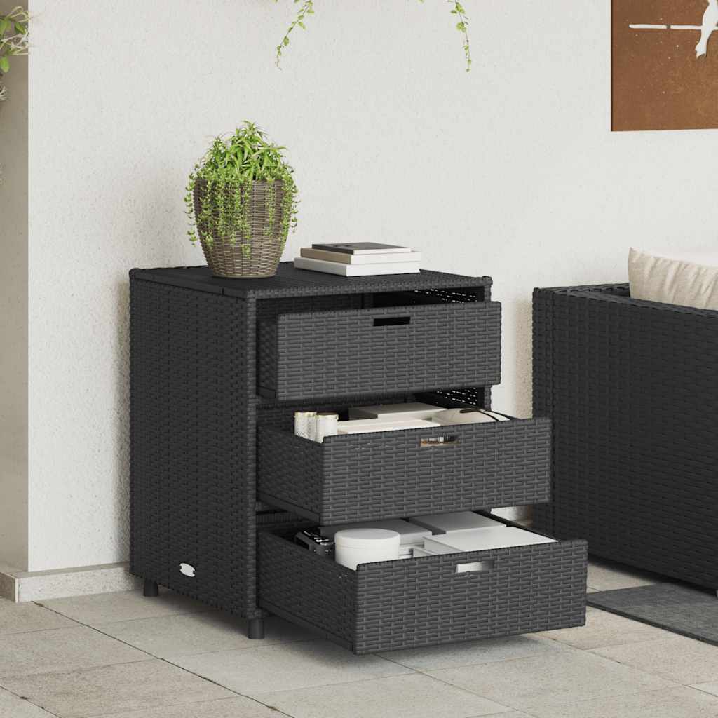 Armadietto Portaoggetti da Giardino Nero 55x59x69cm Polyrattan