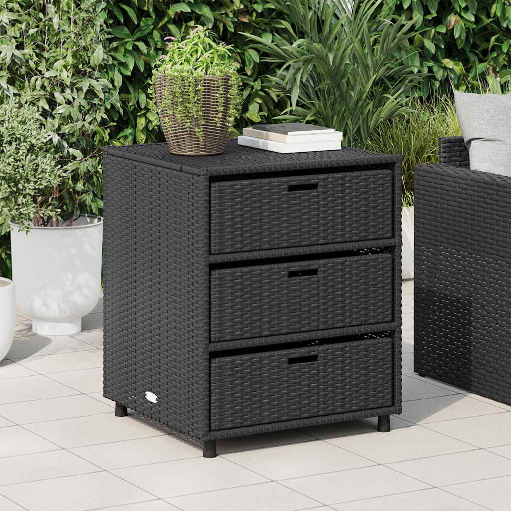 Armadietto Portaoggetti da Giardino Nero 55x59x69cm Polyrattan