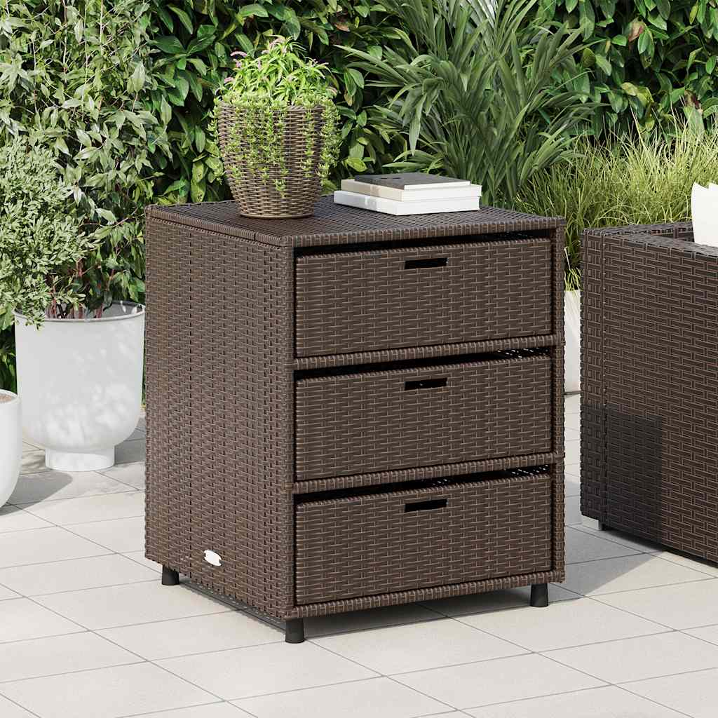 Armadietto Portaoggetti Giardino Marrone 55x59x69cm Polyrattan