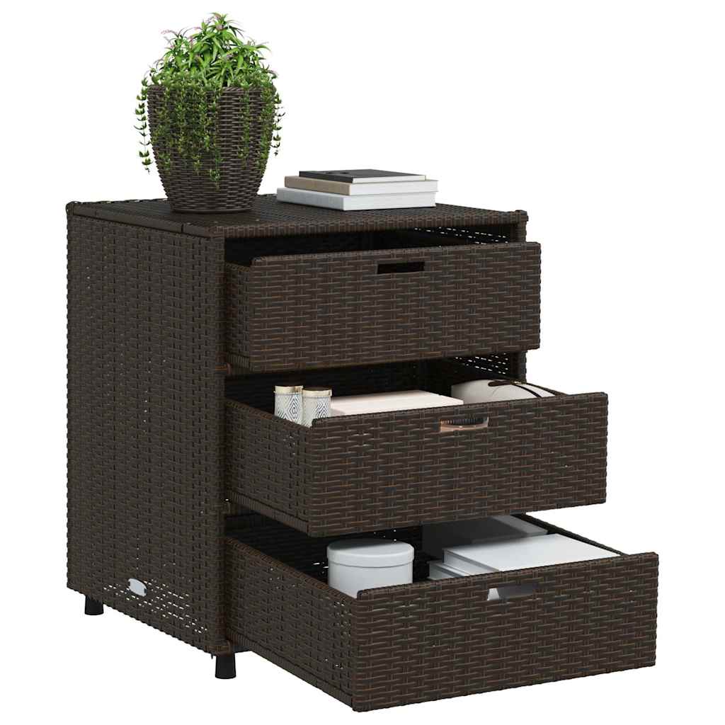 Armadietto Portaoggetti Giardino Marrone 55x59x69cm Polyrattan