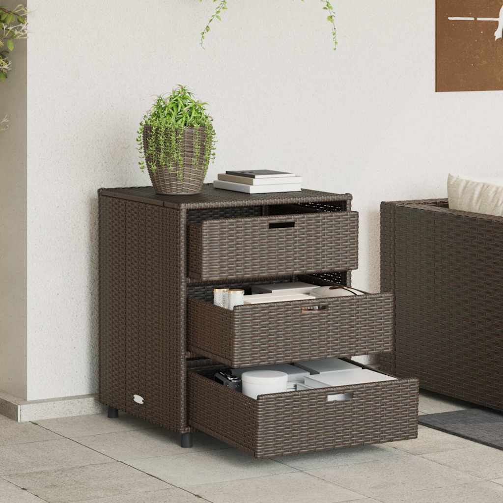 Armadietto Portaoggetti Giardino Marrone 55x59x69cm Polyrattan