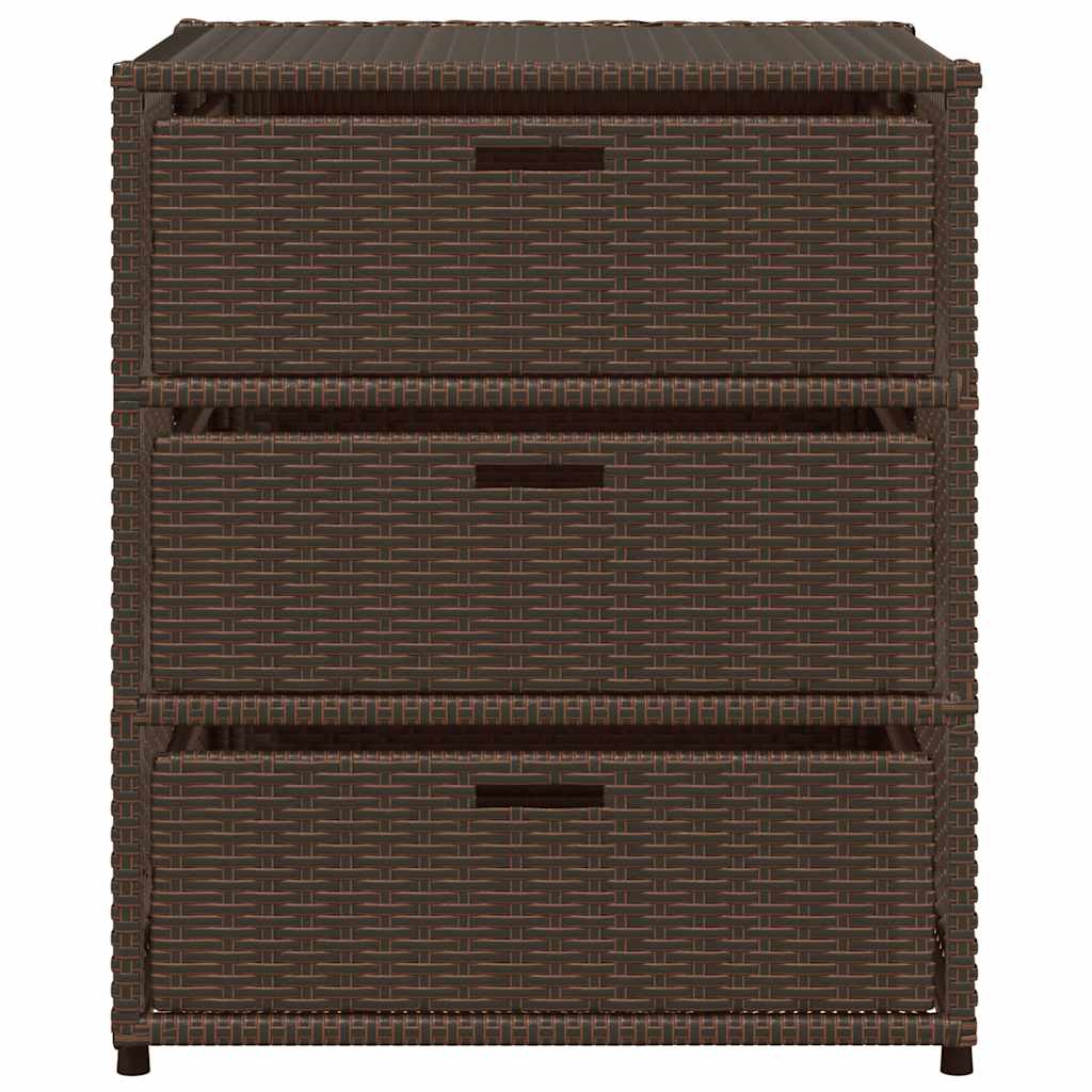 Armadietto Portaoggetti Giardino Marrone 55x59x69cm Polyrattan