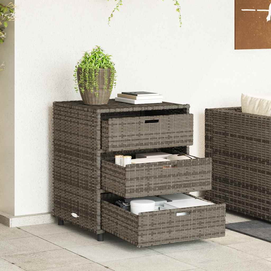 Armadietto Portaoggetti Giardino Grigio 55x59x69cm Polyrattan