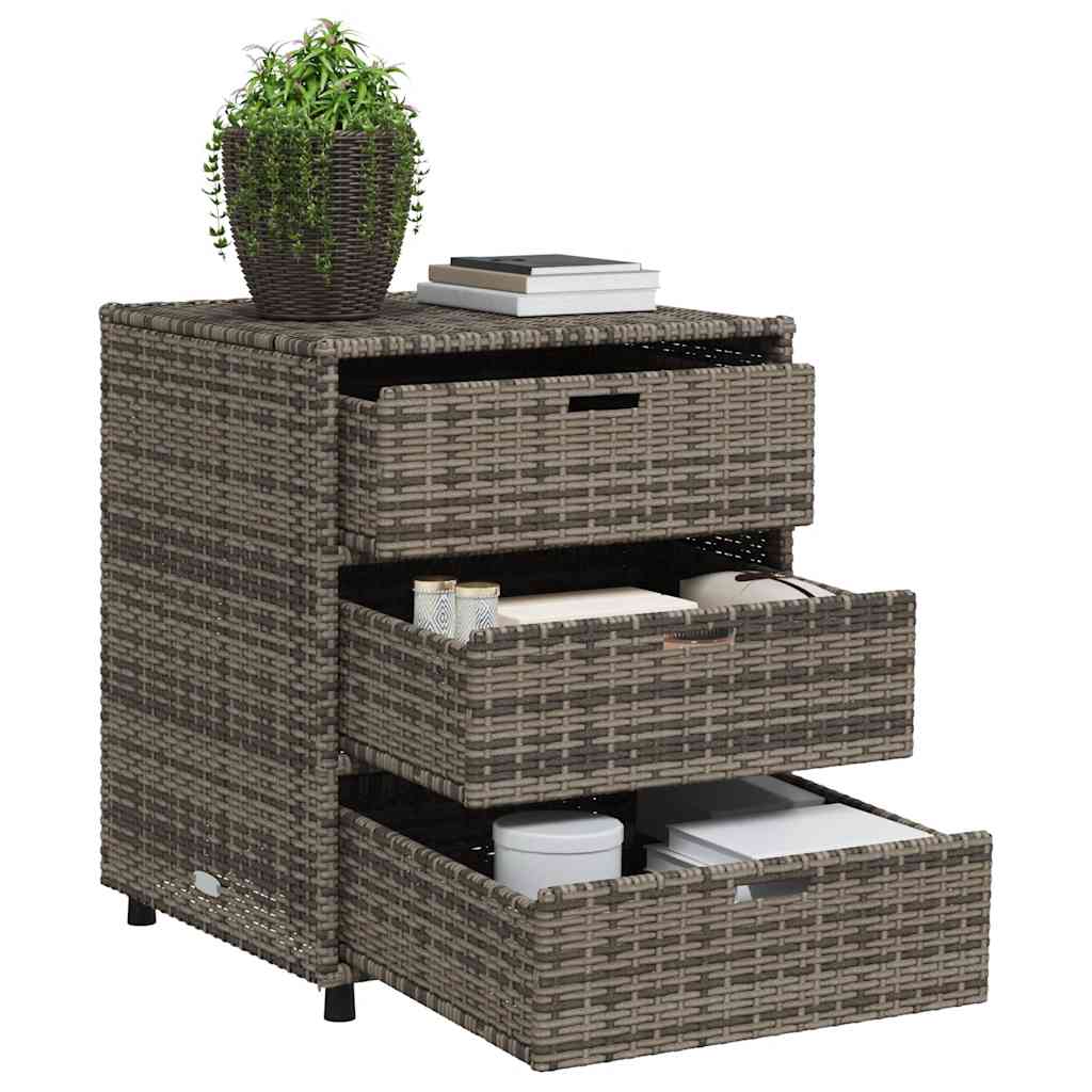 Armadietto Portaoggetti Giardino Grigio 55x59x69cm Polyrattan