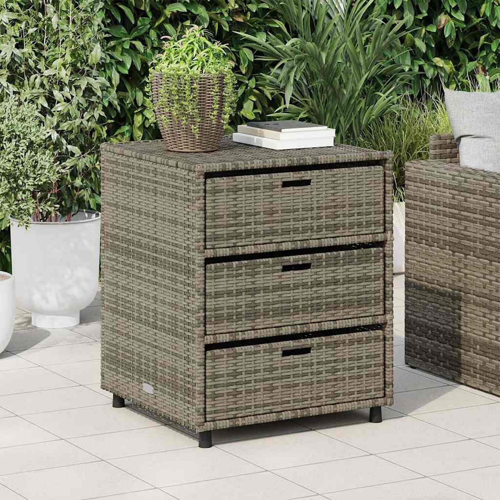 Armadietto Portaoggetti Giardino Grigio 55x59x69cm Polyrattan