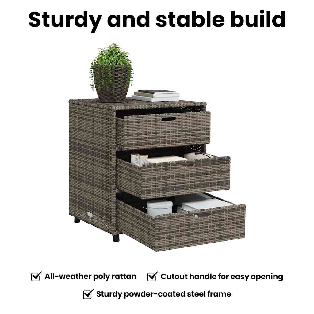 Armadietto Portaoggetti Giardino Grigio 55x59x69cm Polyrattan