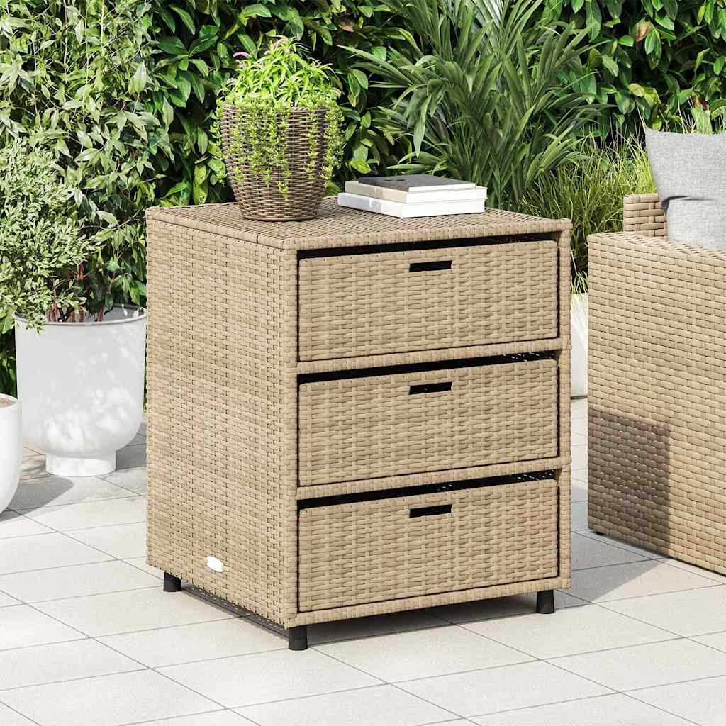 Armadietto Portaoggetti da Giardino Beige 55x59x69cm Polyrattan