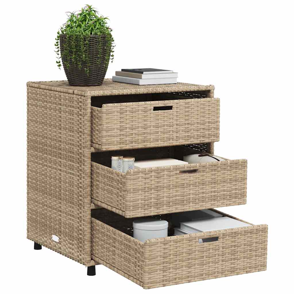 Armadietto Portaoggetti da Giardino Beige 55x59x69cm Polyrattan