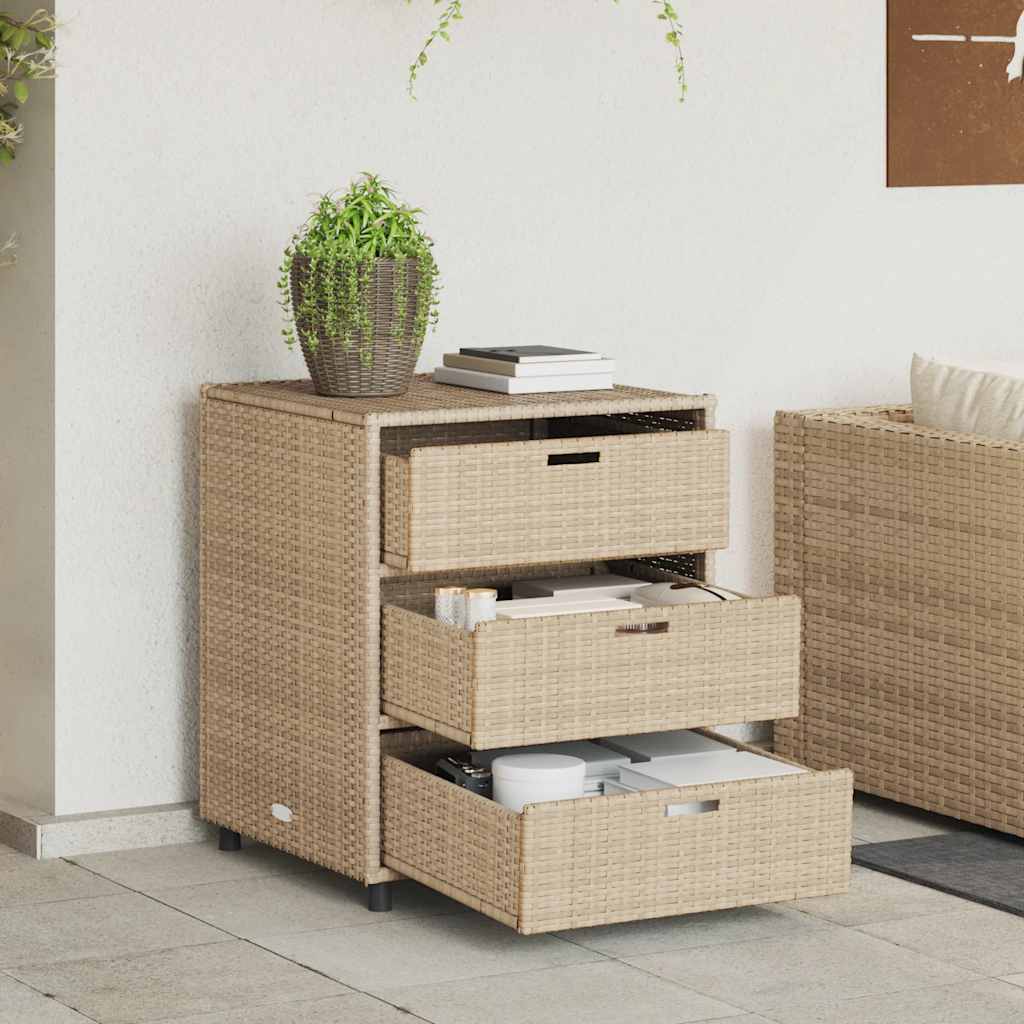 Armadietto Portaoggetti da Giardino Beige 55x59x69cm Polyrattan