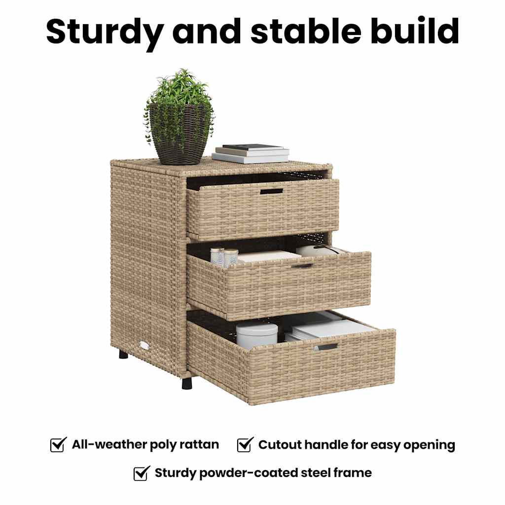 Armadietto Portaoggetti da Giardino Beige 55x59x69cm Polyrattan