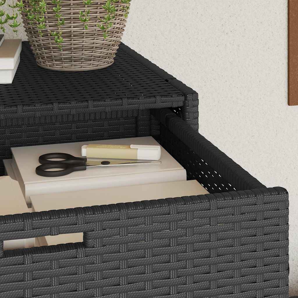 Armadietto Portaoggetti da Giardino Nero 55x55x111cm Polyrattan