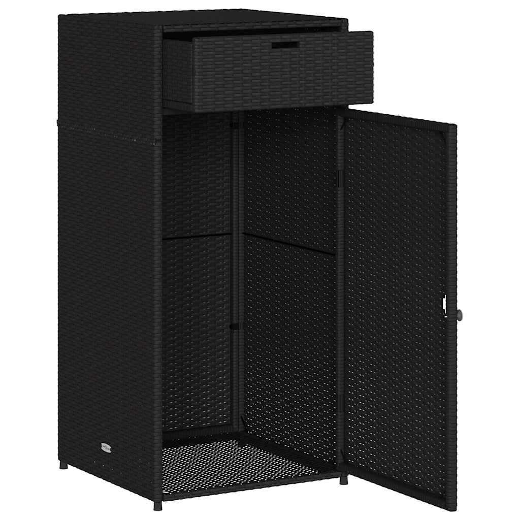 Armadietto Portaoggetti da Giardino Nero 55x55x111cm Polyrattan