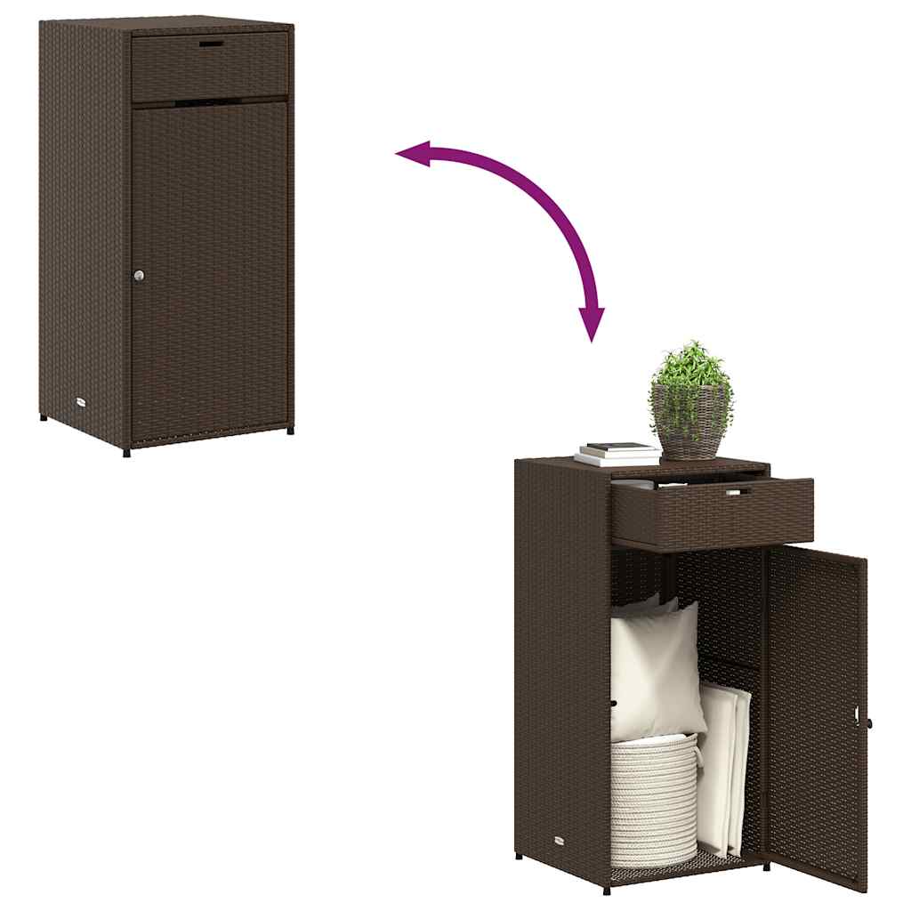 Armadietto Portaoggetti Giardino Marrone 55x55x111cm Polyrattan