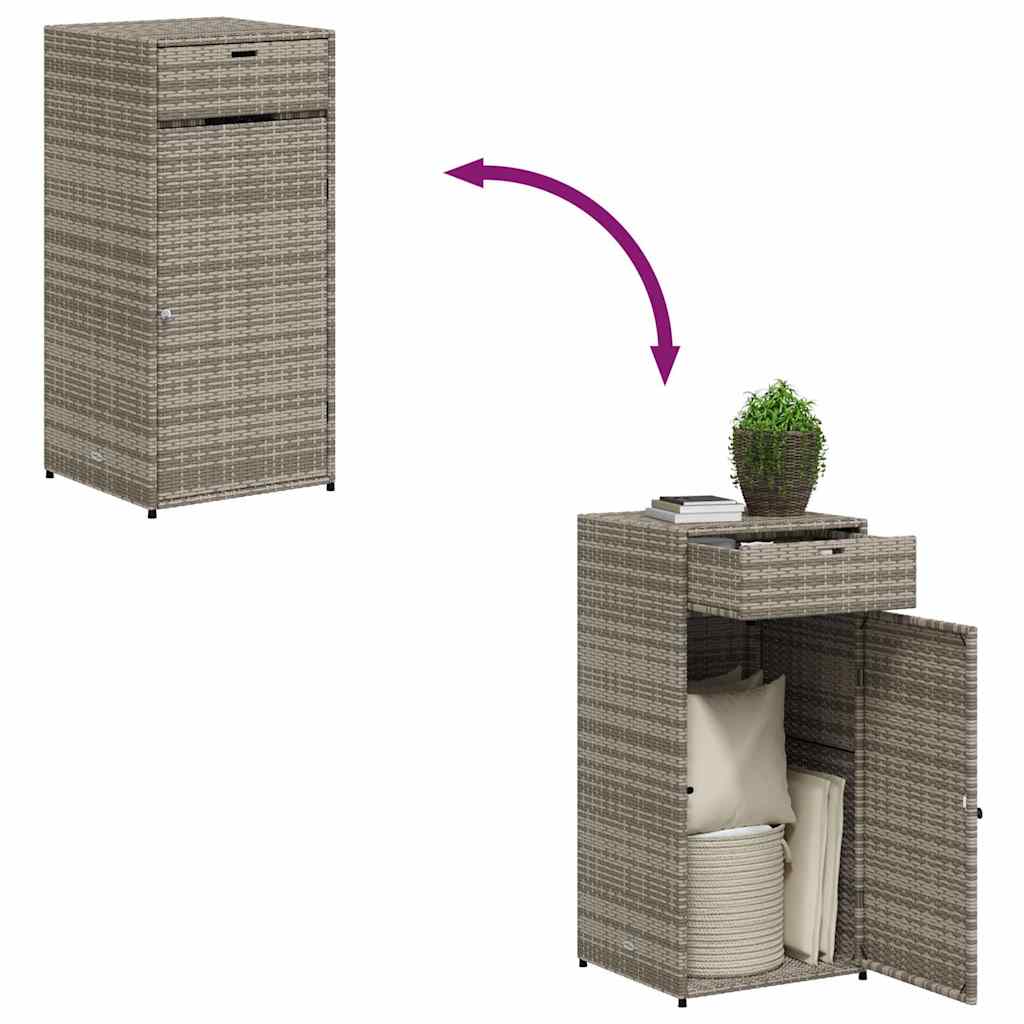 Armadietto Portaoggetti Giardino Grigio 55x55x111cm Polyrattan