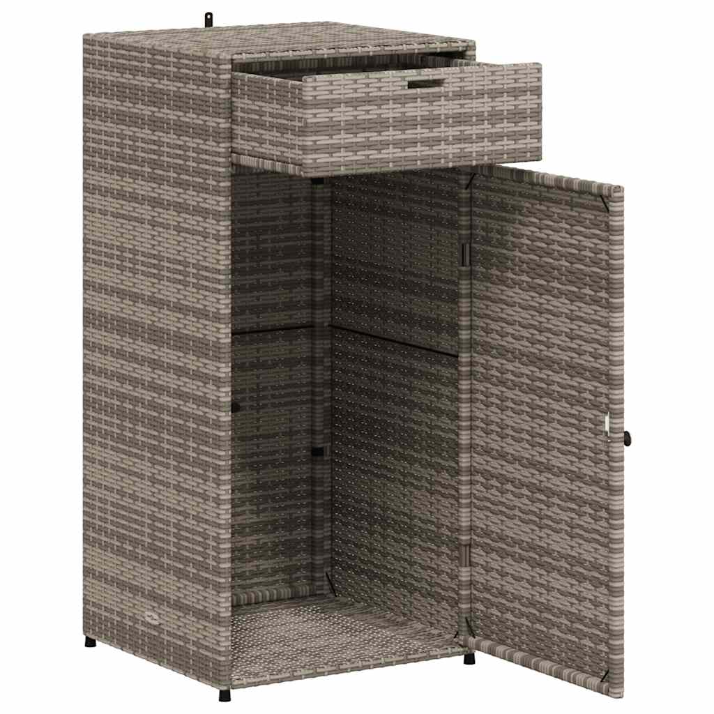 Armadietto Portaoggetti Giardino Grigio 55x55x111cm Polyrattan