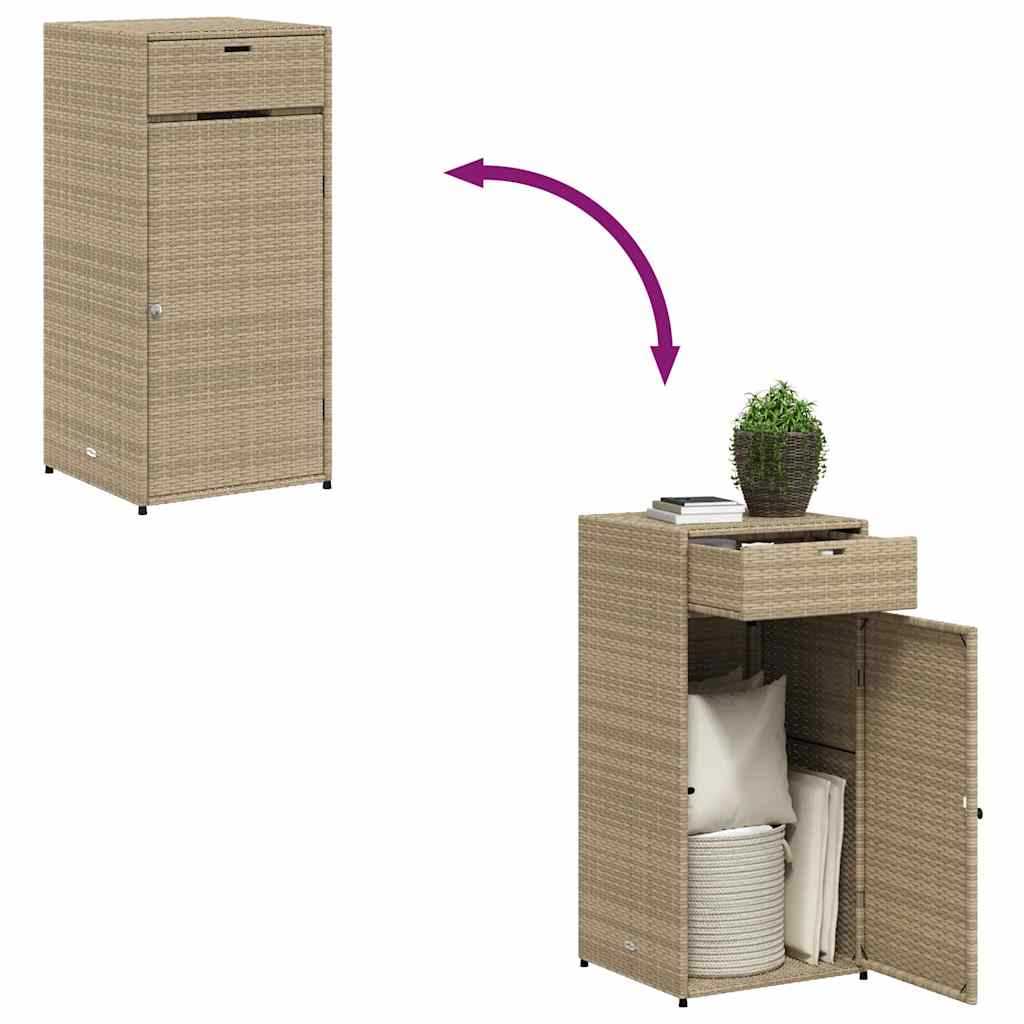 Armadietto Portaoggetti Giardino Beige 55x55x111cm Polyrattan