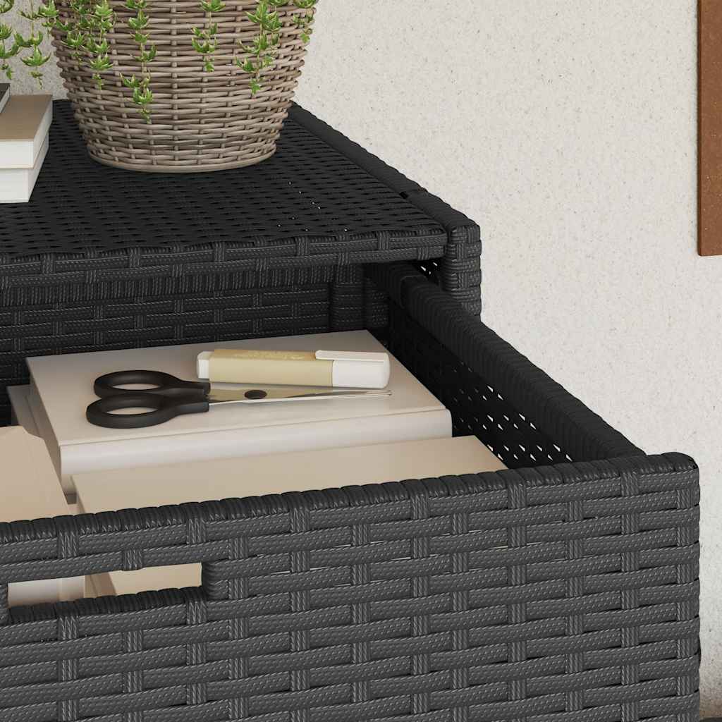 Armadietto Portaoggetti Giardino Nero 105x55x113cm Polyrattan