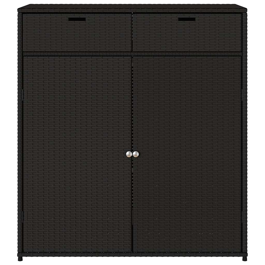 Armadietto Portaoggetti Giardino Nero 105x55x113cm Polyrattan