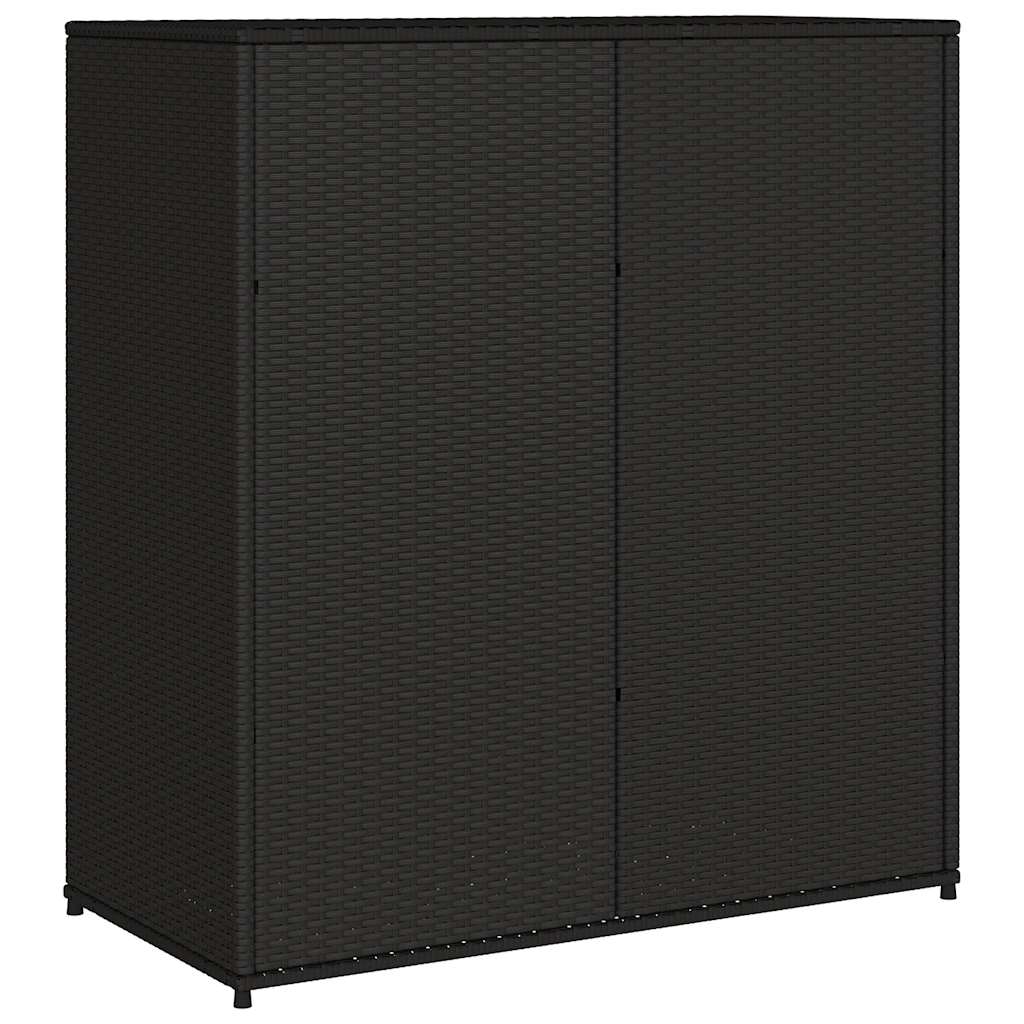 Armadietto Portaoggetti Giardino Nero 105x55x113cm Polyrattan