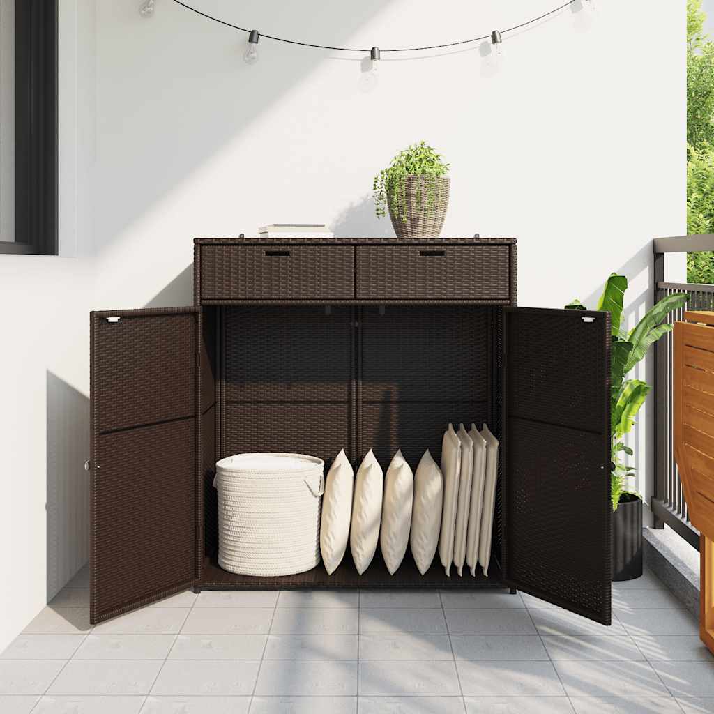 Armadietto Portaoggetti Giardino Marrone 105x55x113 Polyrattan