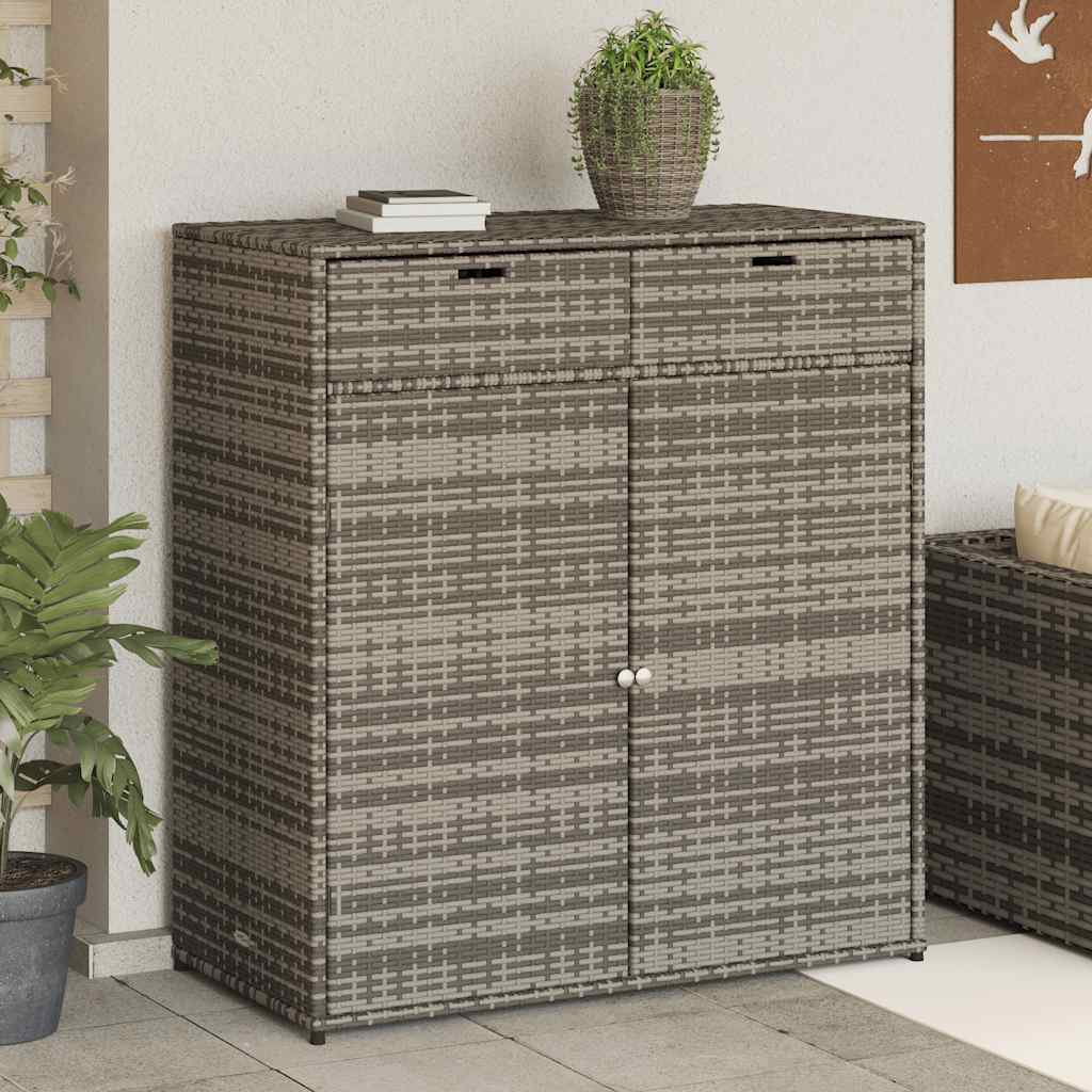 Armadietto Portaoggetti Giardino Grigio 105x55x113cm Polyrattan