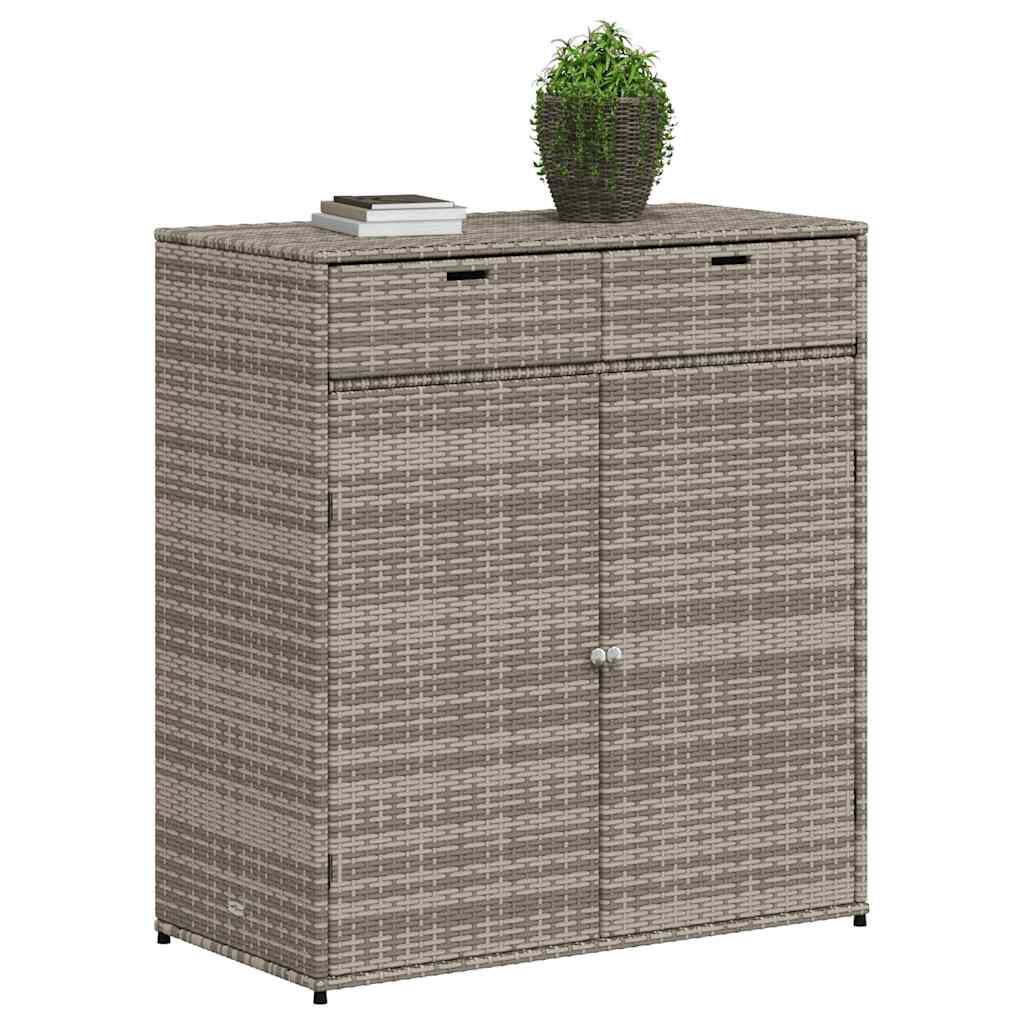 Armadietto Portaoggetti Giardino Grigio 105x55x113cm Polyrattan