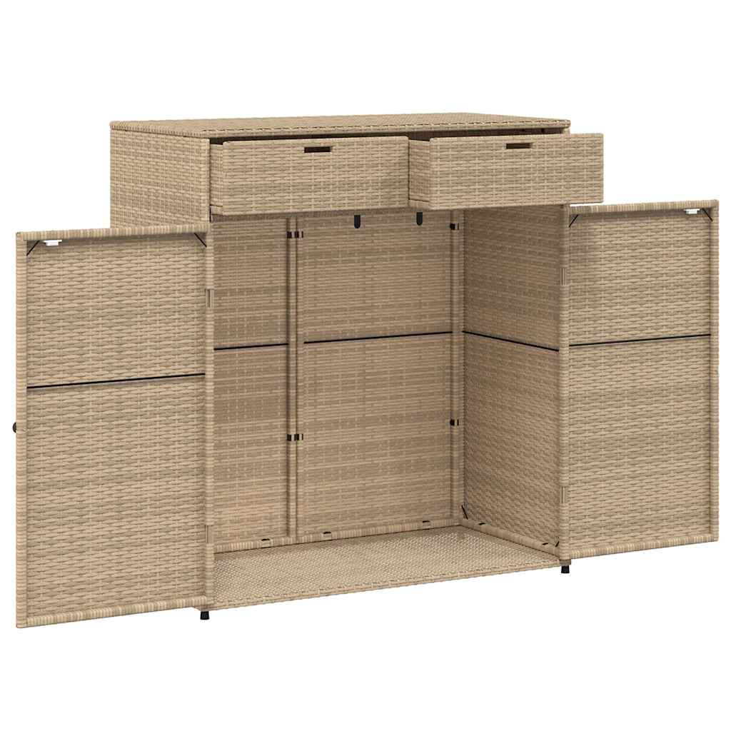 Armadietto Portaoggetti Giardino Grigio 105x55x113cm Polyrattan