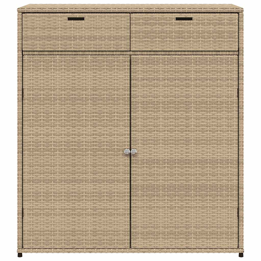 Armadietto Portaoggetti Giardino Beige 105x55x113cm Polyrattan