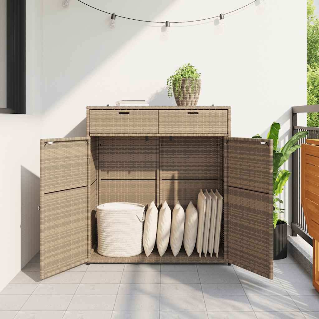 Armadietto Portaoggetti Giardino Beige 105x55x113cm Polyrattan