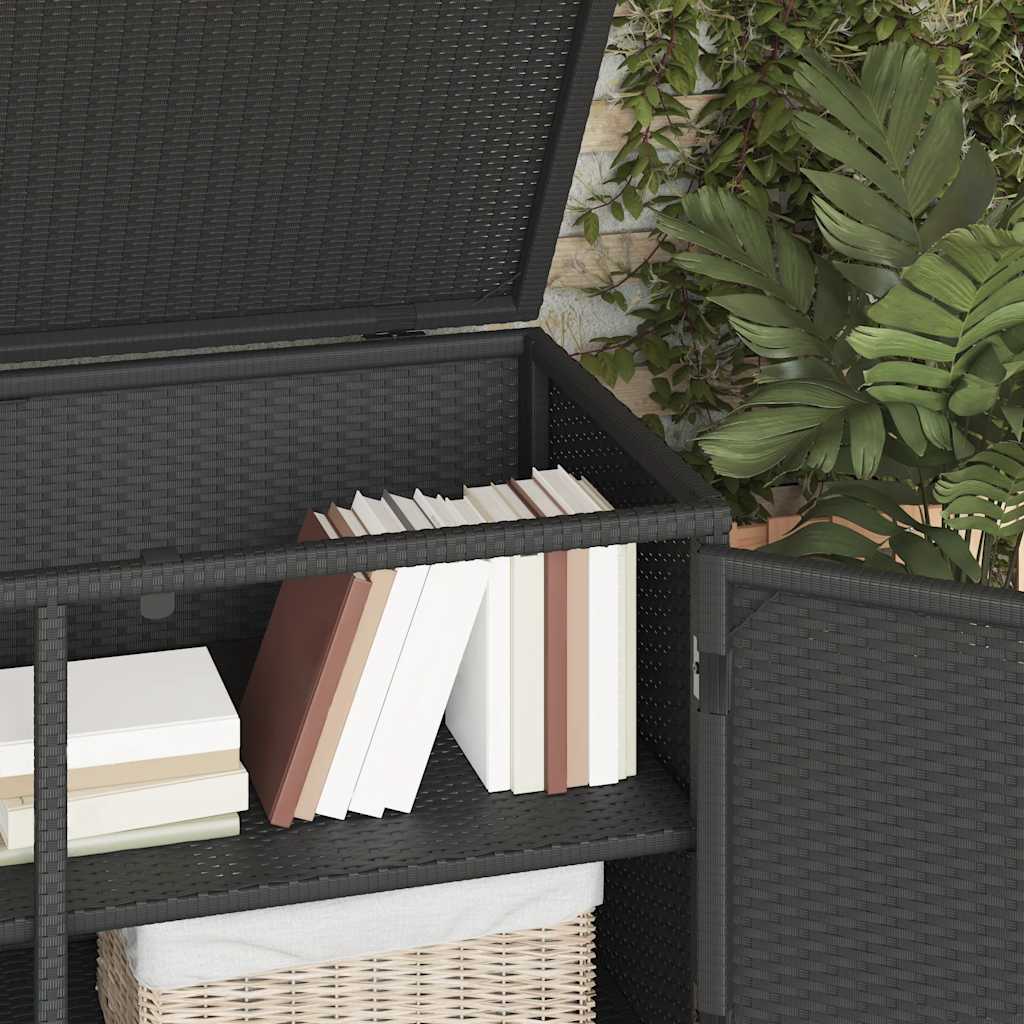 Armadietto Portaoggetti Giardino Nero 110x55x60,5cm Polyrattan