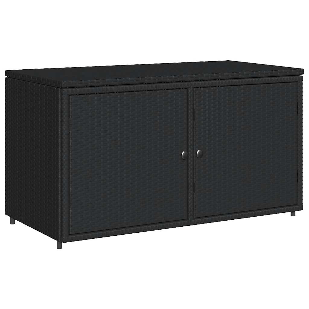 Armadietto Portaoggetti Giardino Nero 110x55x60,5cm Polyrattan