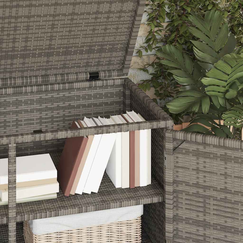 Armadietto Portaoggetti Giardino Grigio 110x55x60,5 Polyrattan