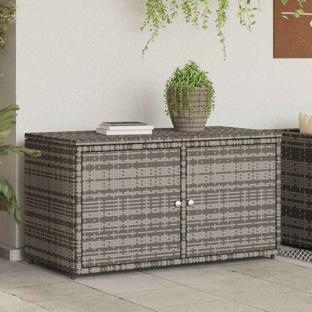 Armadietto Portaoggetti Giardino Grigio 110x55x60,5 Polyrattan