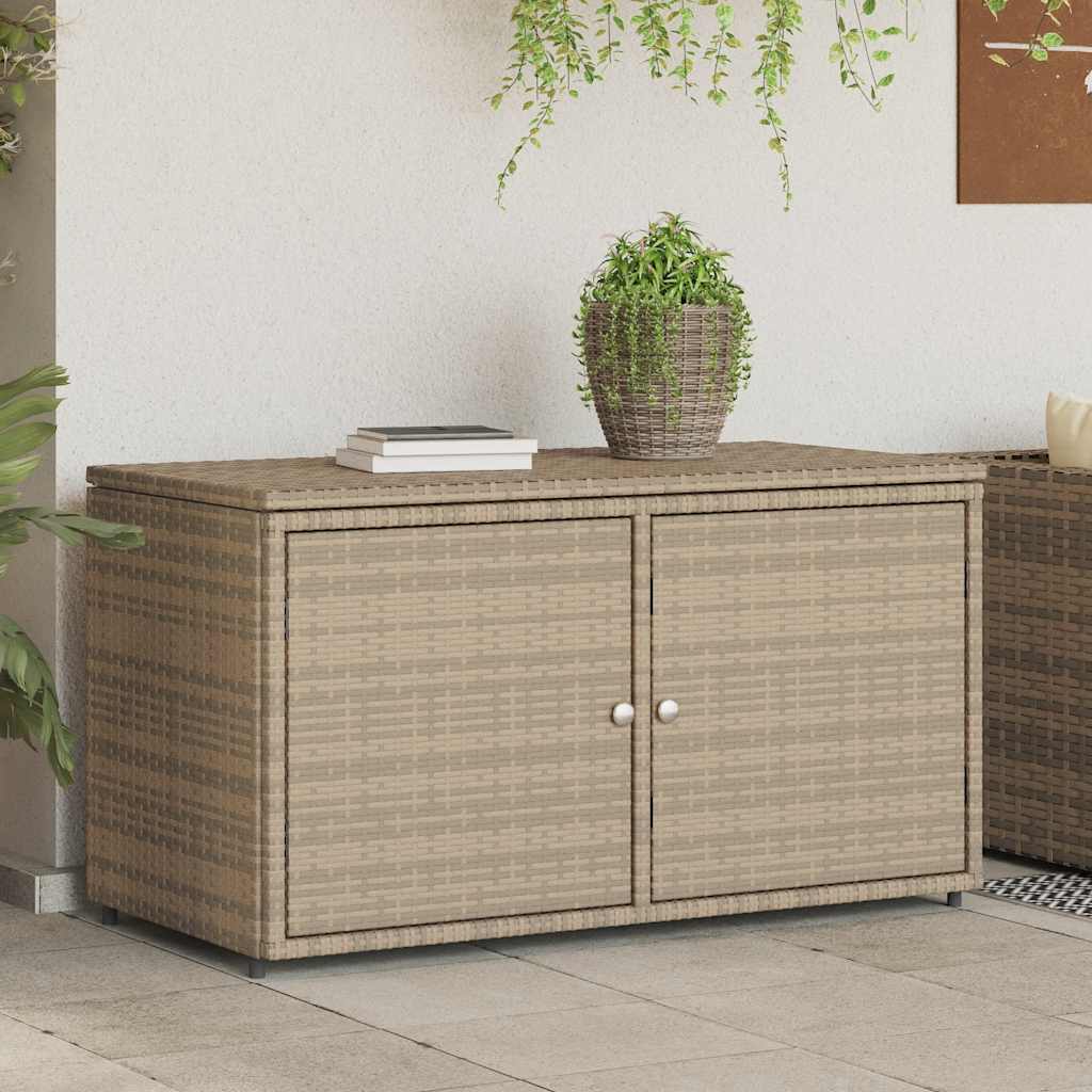 Armadietto Portaoggetti Giardino Beige 110x55x60,5cm Polyrattan