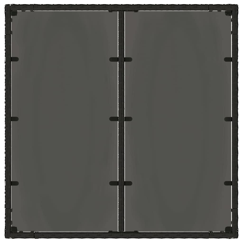 Tavolo da Giardino Piano in Vetro Nero 90x90x75 cm Polyrattan