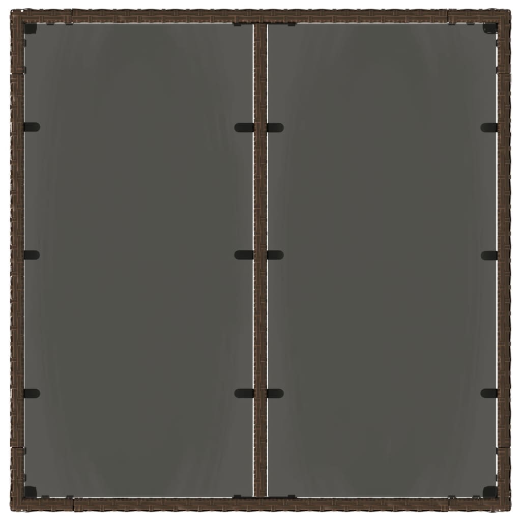 Tavolo da Giardino Piano in Vetro Marrone 90x90x75cm Polyrattan