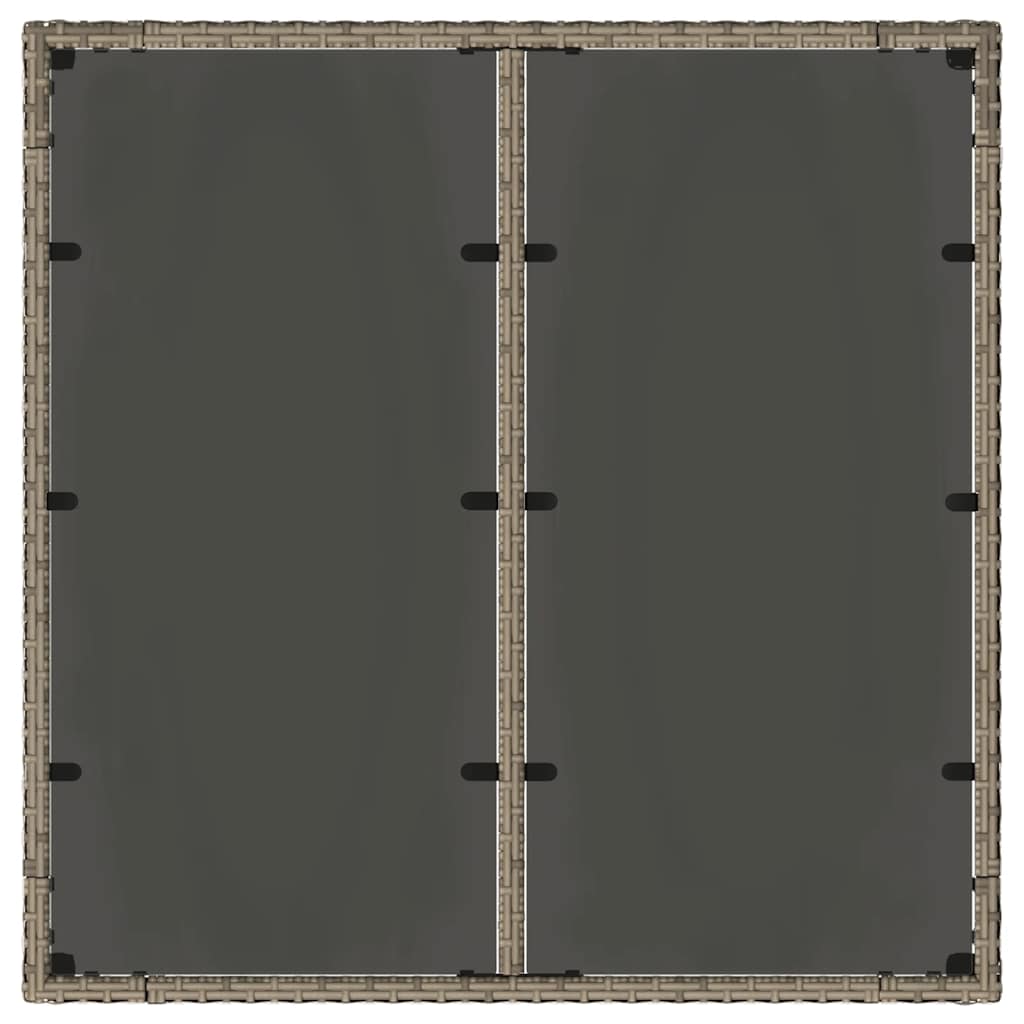 Tavolo da Giardino Piano in Vetro Grigio 90x90x75 cm Polyrattan