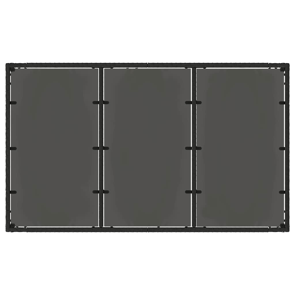 Tavolo da Giardino Piano in Vetro Nero 150x90x75 cm Polyrattan