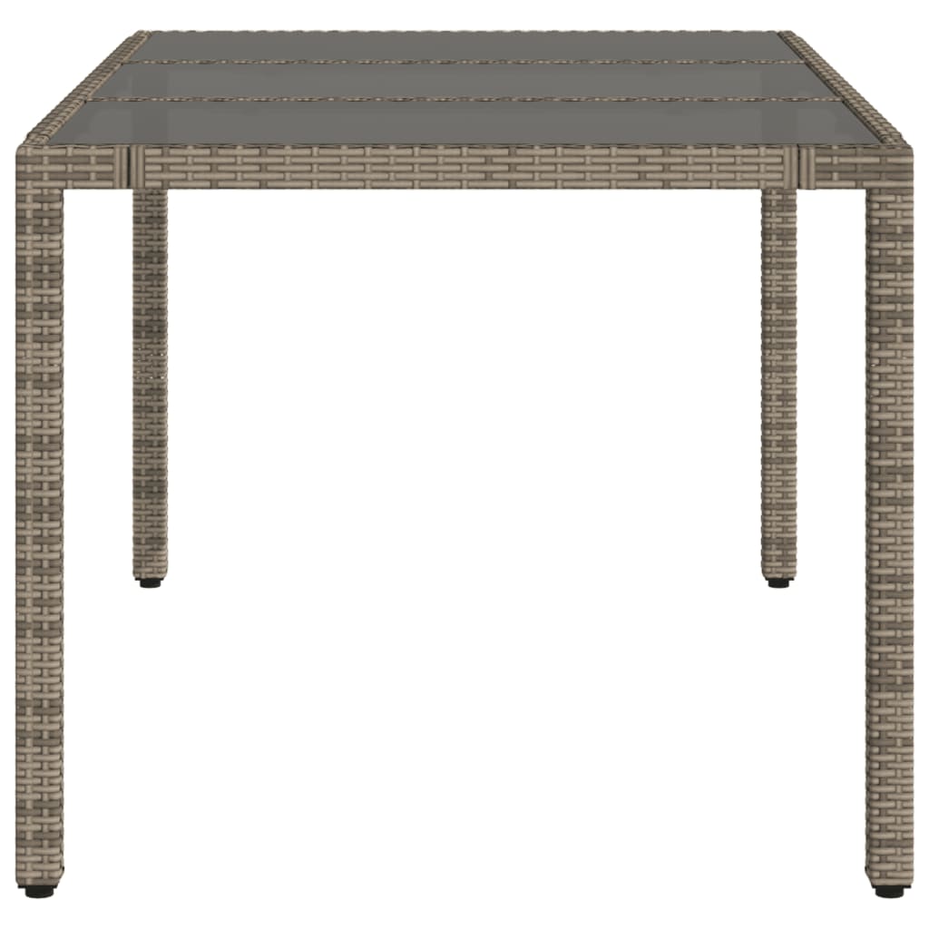 Tavolo da Giardino Piano in Vetro Grigio 150x90x75cm Polyrattan