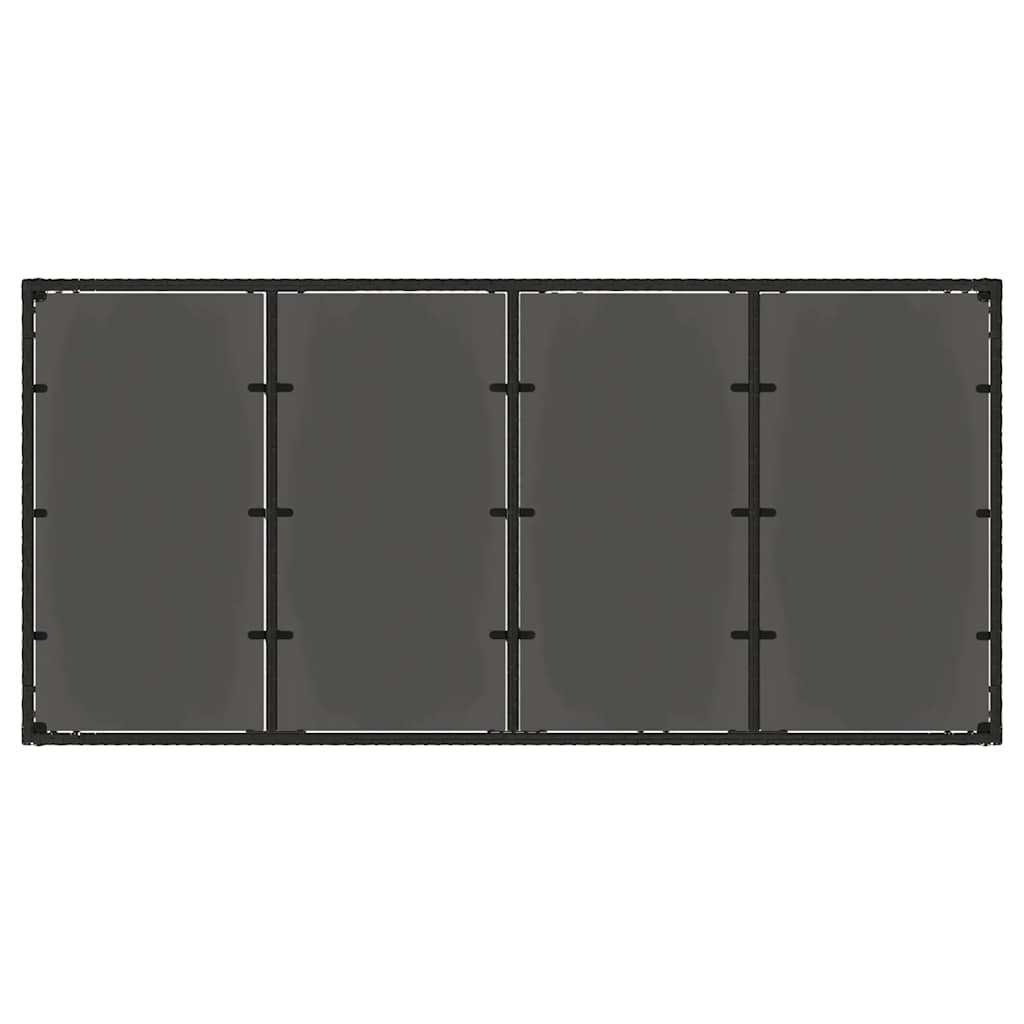 Tavolo da Giardino Piano in Vetro Nero 190x90x75 cm Polyrattan