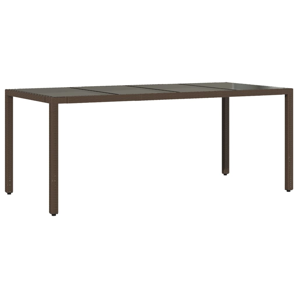 Tavolo Giardino Piano in Vetro Marrone 190x90x75 cm Polyrattan