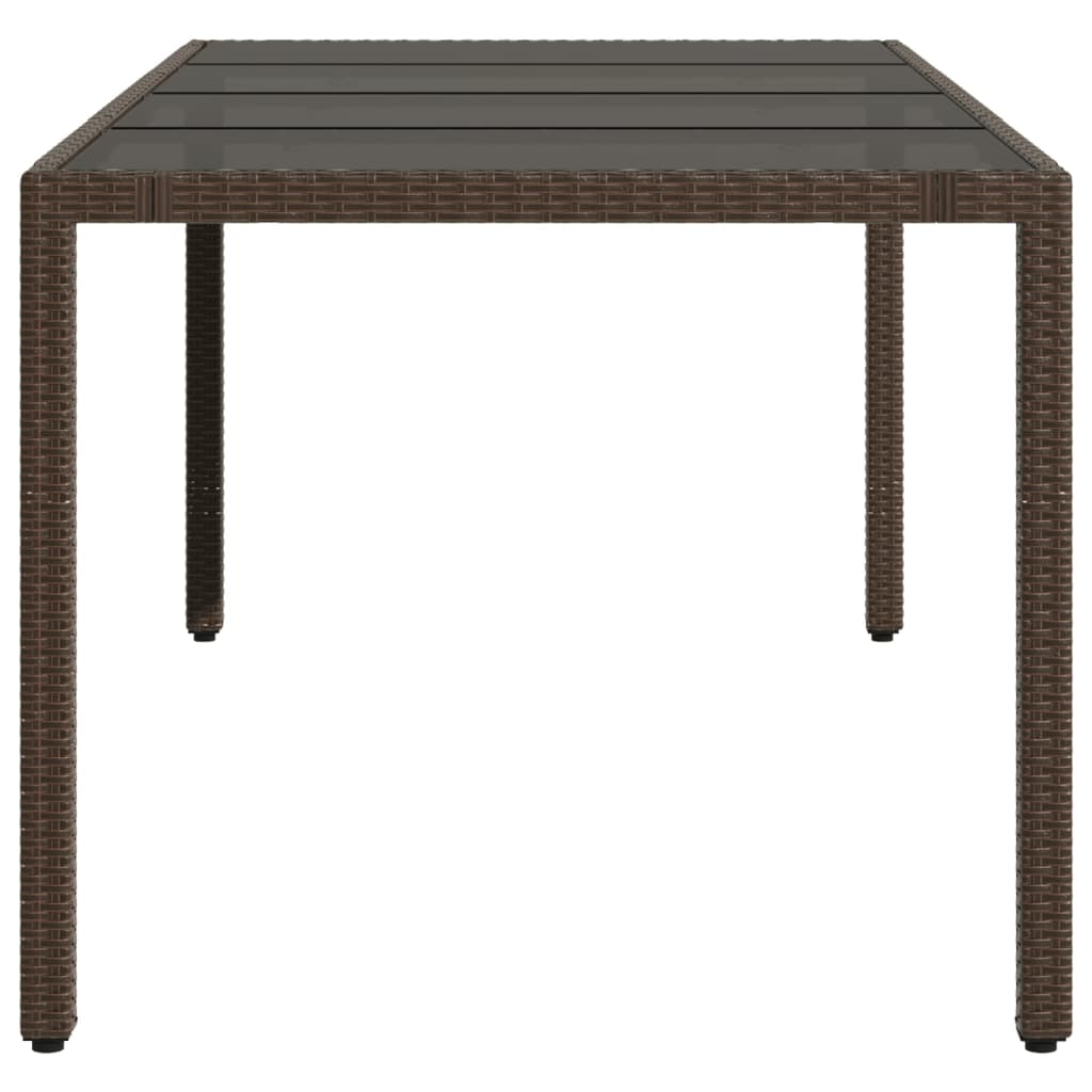 Tavolo Giardino Piano in Vetro Marrone 190x90x75 cm Polyrattan