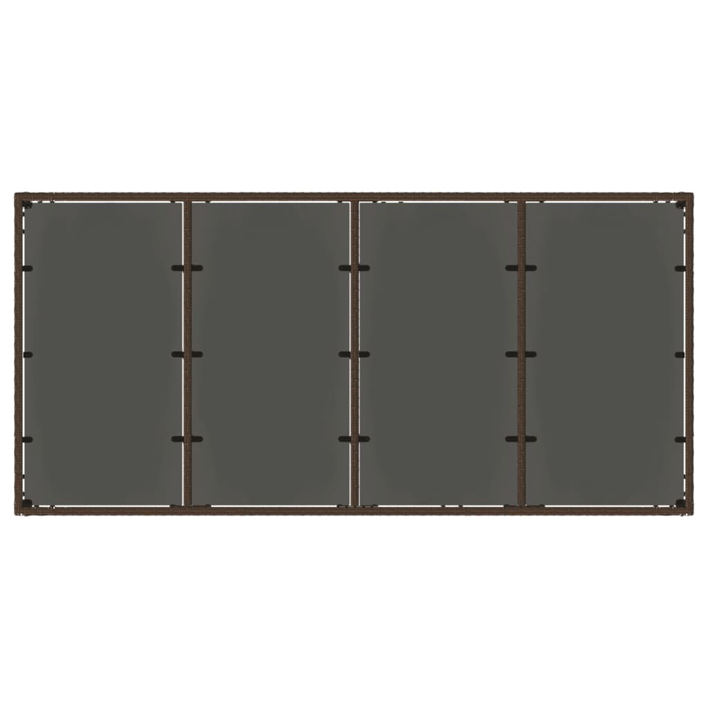 Tavolo Giardino Piano in Vetro Marrone 190x90x75 cm Polyrattan