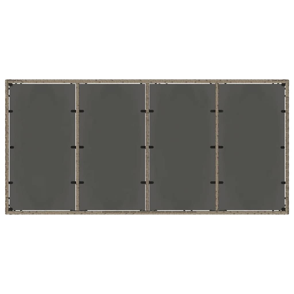 Tavolo da Giardino Piano in Vetro Grigio 190x90x75cm Polyrattan