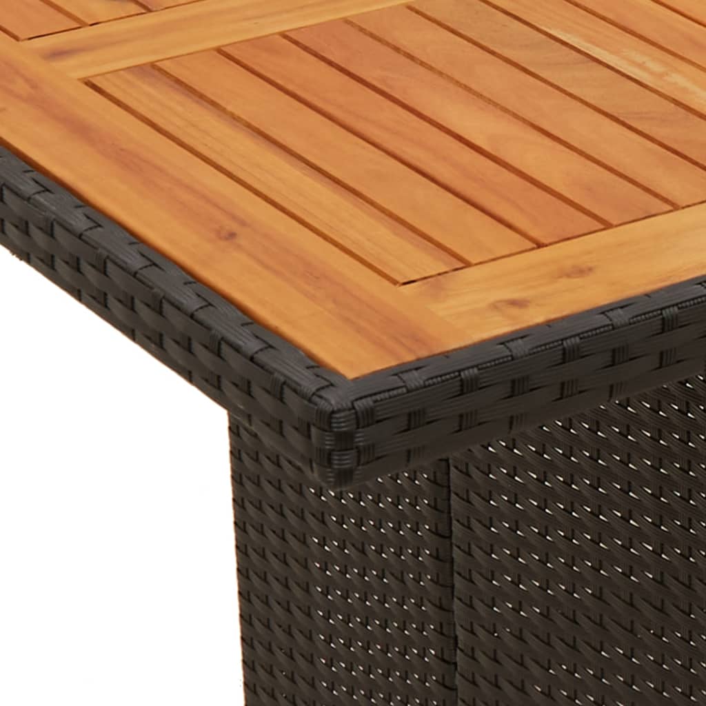 Tavolo Giardino Piano Legno Acacia Nero 240x90x75 cm Polyrattan