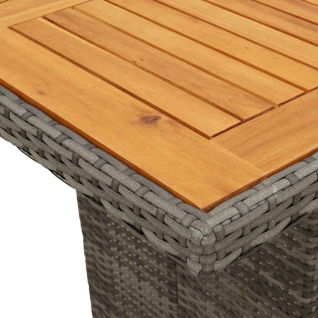 Tavolo Giardino Piano Legno Acacia Grigio 240x90x75 Polyrattan