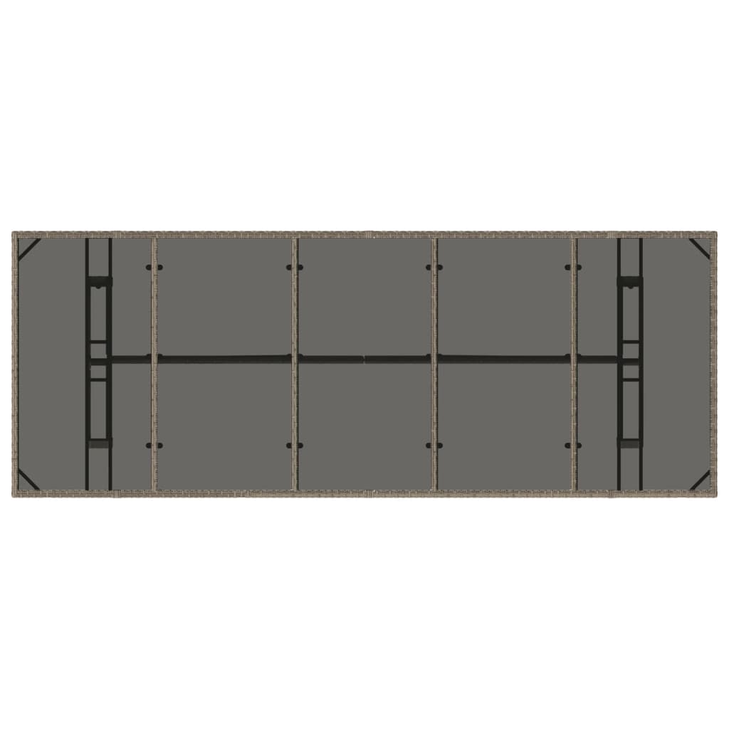 Tavolo da Giardino Piano in Vetro Grigio 240x90x75cm Polyrattan