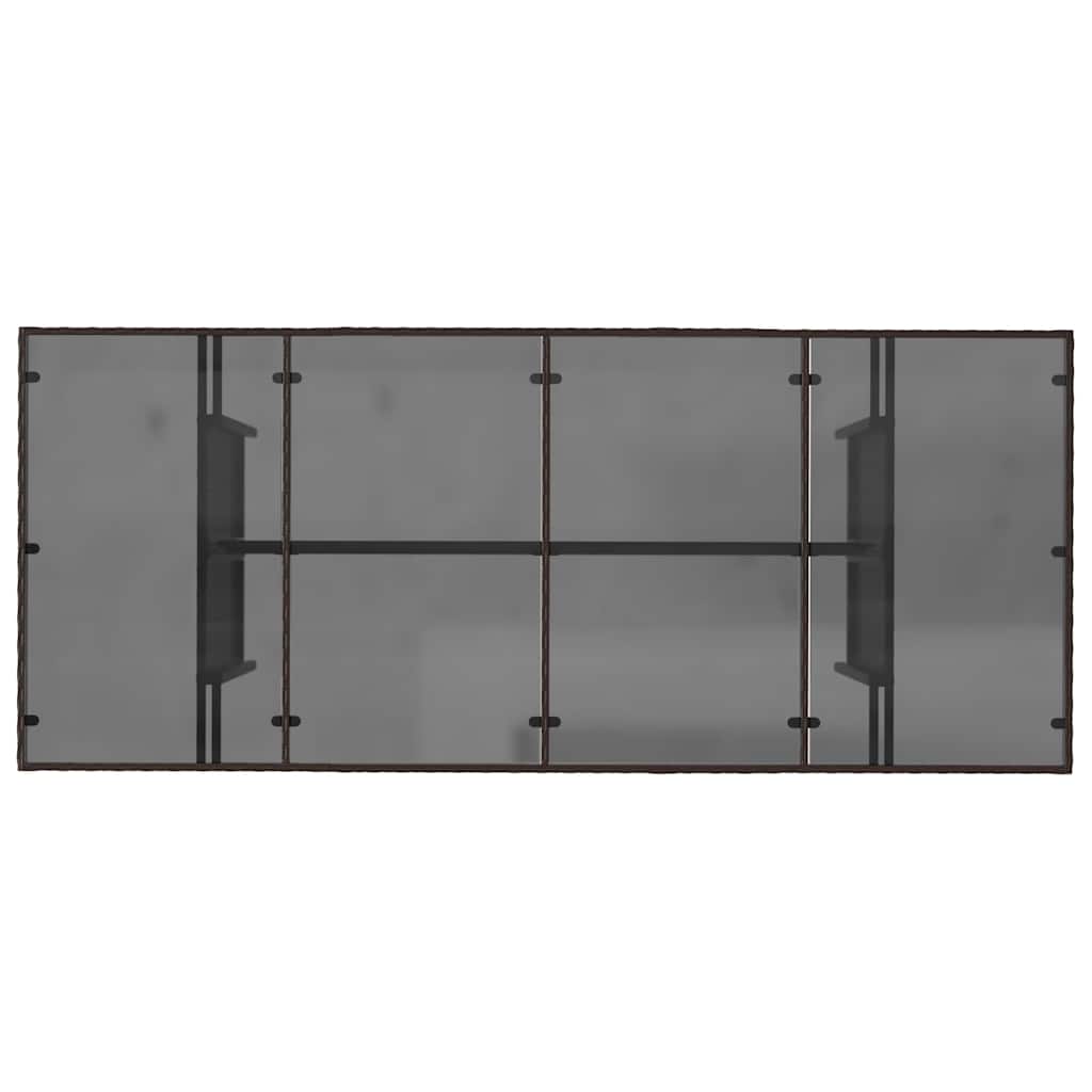 Tavolo Giardino Piano in Vetro Marrone 190x80x75cm Polyrattan