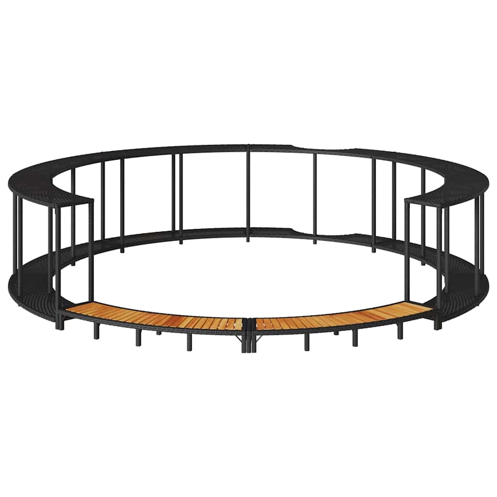 Bordo per Vasca da Spa con Portaoggetti&Gradino Polyrattan Nero